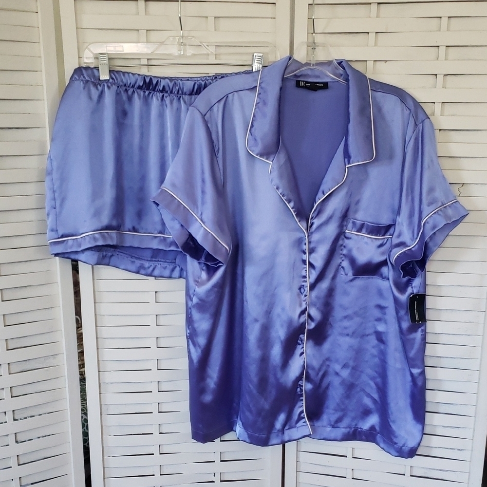INC International Concepts Satin Sleepwear in Purple Set Size XXL New